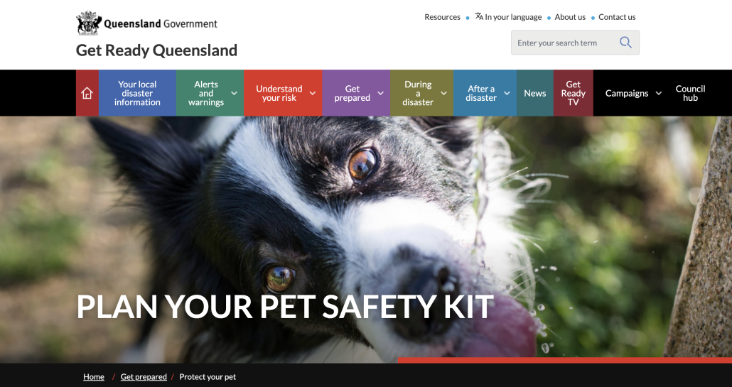 Qld Government Pet Safety Website